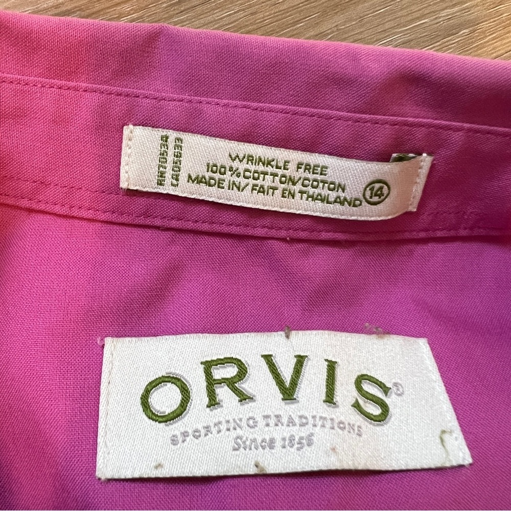 Orvis Fuchsia Button-Down Shirt women’s size 14 cotton - Picture 5 of 7